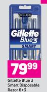 Gillette Blue 3 Smart Disposable Razor 6 + 3