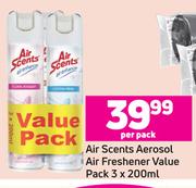 Air Scents Aerosol Air Freshener Value Pack-3 x 200ml Per Pack