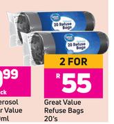 Great Value Refuse Bags-For 2 x 20's