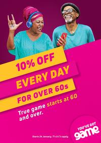 Game : 10% Off Everyday For Over 60s