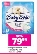 Baby Soft White Toilet Tissue 2 Ply-18's Per Pack