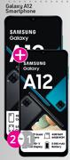 2 x Samsung Galaxy A12 Smartphone-On Red Flexi 125 & Promo 65 PM x 24