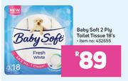 Baby Soft 2 Ply Toilet Tissue 18's