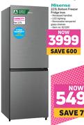 Hisense 223L Bottom Freezer Fridge Inox