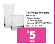 Trend Glass Tumblers Assorted-Each