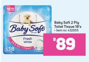 Baby Soft 2 Ply Toilet Tissue-18's