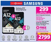 2 x Samsung Galaxy A12 Smartphone-On 2GB Red Core More Data + On Promo 65