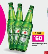Heineken Lager Beer-For 3 x 650ml