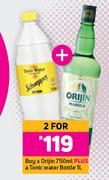 Orijin 750ml + A Tonic Water Bottle 1Ltr-For 2