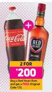 Red Heart Rum With Free Original Coke 1.5Ltr-For 2