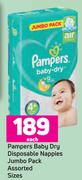 Pampers Baby Dry Disposable Nappies Jumbo Pack (Assorted Sizes)-Each
