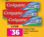 Colgate Triple Action Toothpaste-For 3 x 100ml