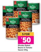 Rhodes Baked Beans In Tomato Sauce-For 5 x 410g