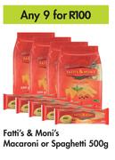 Fatti's & Moni's Macaroni Or Spaghetti-For Any 9 x 500g