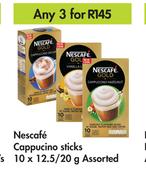 Nescafe Cappuccino Sticks Assorted-For Any 3 x 10 x 12.5/20g