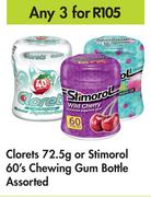 Clorets 72.5g Or Stimorol 60's Chewing Gum Bottle Assorted-For Any 3