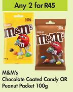 M&M's Chocolate Coated candy Or Peanut Butter-For Any 2 x 100g