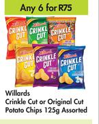 Willards Crinkle Cut Or Original Cut Potato Chips Assorted-For Any 6 x 125g