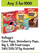 Kellogg's Coco Pops,Strawberry Pops,Big 5 Or Froot Loops Assorted-For Any 3 x 340/350/375g
