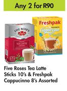 Five Roses Tea Latte Sticks 10's & Freshpak Cappuccino 8's Assorted-For Any 3