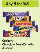 Cadbury Chocolate Bars Assorted-For Any 5 x 40g-49g
