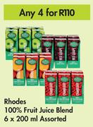 Rhodes 100% Fruit Juice Blend 6x200ml Assorted-For Any 4