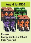Reboost Energy Drinks 4x500ml Pack Assorted-For Any 4