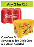 Coca-Cola Or Schweppes Soft Drink Cans 6x200ml Assorted-For Any 2