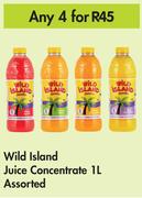 Wild island Juice Concentrate Assorted-For Any 4 x 1Ltr