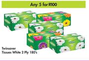 Twinsaver Tissues White 2 Ply-For Any 5 x 180's