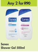 Sanex Shower Gel-For Any 2 x 500ml