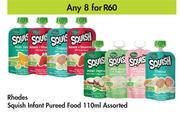 Rhodes Squish Infant Pureed Food Assorted-For Any 8 x 110ml