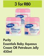 Purity Essentials Baby Aqueous Cream Or Petroleum Jelly-For 3 x 450ml