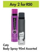 Coty Body Spray Assorted-For Any 2 x 90ml