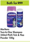 Marltons 2 In 1 Shampoo 250ml Plus Tick & Flea Powder 100g-Both For