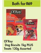 Ol'Roy Dog Biscuits 1Kg Plus Treats 125g Assorted-Both For