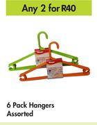 6 Pack Hangers Assorted-For Any 2