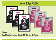 Decor Certificate Frame Black Or Silver 3 Pack-For Any 2
