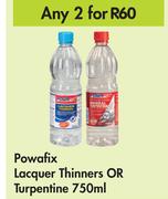 Powafix Lacquer Thinners Or Turpentine-For Any 2 x 750ml