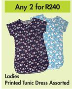 Ladies Printed Tunic Dress Assorted-For Any 2