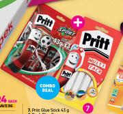 Pritt Glue Stick 43g 3 Pack Plus Free Pritt Multi Pack 100g-Per Pack