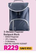 3 Division Flapover Backpack Black