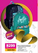Superior Turqoise/Floral Backpack Or Superior Black Print Backpack-Each