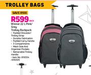 Winner 22L Pink/Grey Trolley Backpack-Each