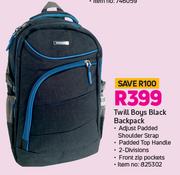 Twill Boys Black Backpack