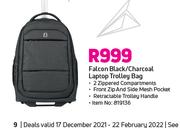 Falcon Black/Charcoal Laptop Trolley Bag