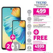 2 x Tecno Camon 17P LTE 4G Smartphone-On 1GB Red Top Up Core More Data + On Promo 65