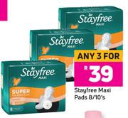 Stayfree Maxi Pads 8/10's Pack-For Any 3