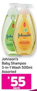 Johnson's Baby Shampoo 3-In-1 Wash Assorted-500ml Each