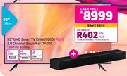 Samsung 55" (139cm) UHD Smart TV 55AU7000 Plus 2.0 Channel Soundbar T400